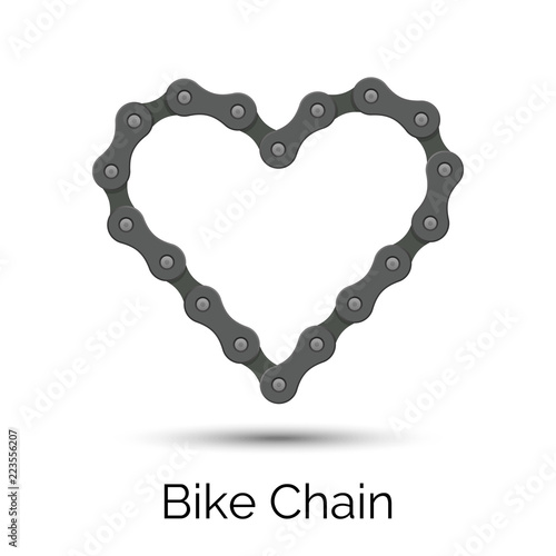 Heart created from a bicycle chain. Bike chain heart shape.