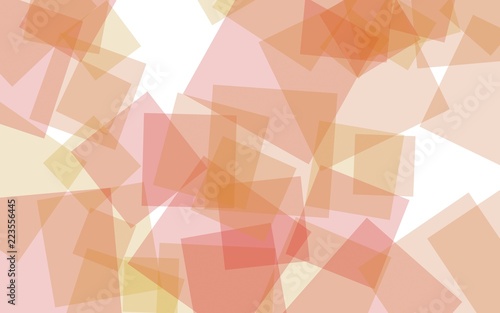 Multicolored translucent squares on a white background. Orange tones. 3D illustration