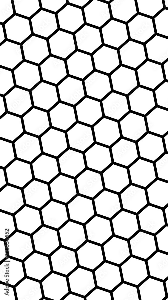 Black honeycomb on a white background. Isometric geometry. Vertical image orientation. 3D illustration Black honeycomb on a white background. Isometric geometry. Vertical image orientation. 3D illustration