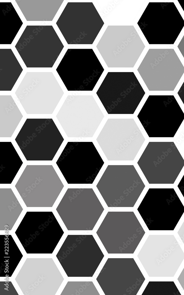White honeycomb with a gradient color. Isometric geometry. 3D illustration White honeycomb with a gradient color. Isometric geometry. 3D illustration