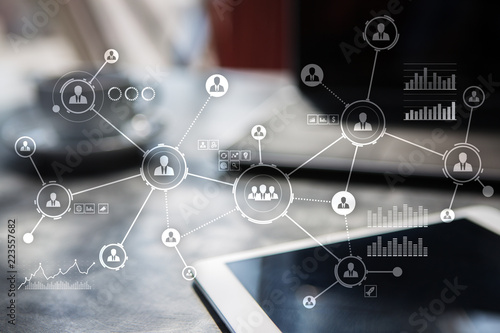 People network. Organizational structure. HR. Social media. Internet and technology concept.