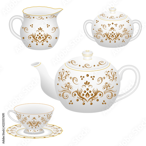 Tea party decorative porcelain table set  in traditional oriental design style