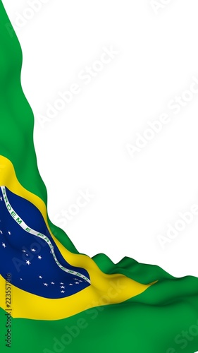 Waving flag of Brazil. Ordem e Progresso. Order and progress. Rio de Janeiro. South America. State symbol. 3D illustration