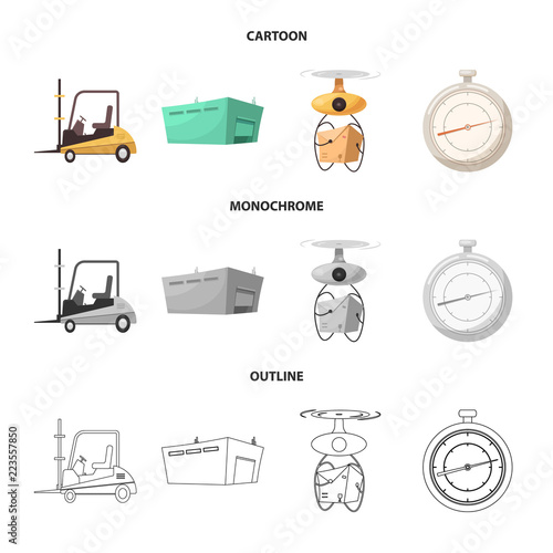 Vector illustration of goods and cargo symbol. Set of goods and warehouse vector icon for stock.