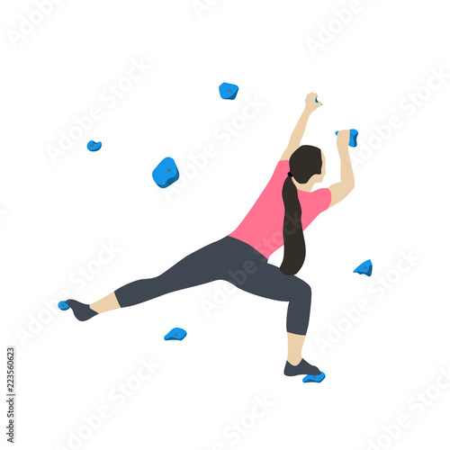 Woman on climbing wall