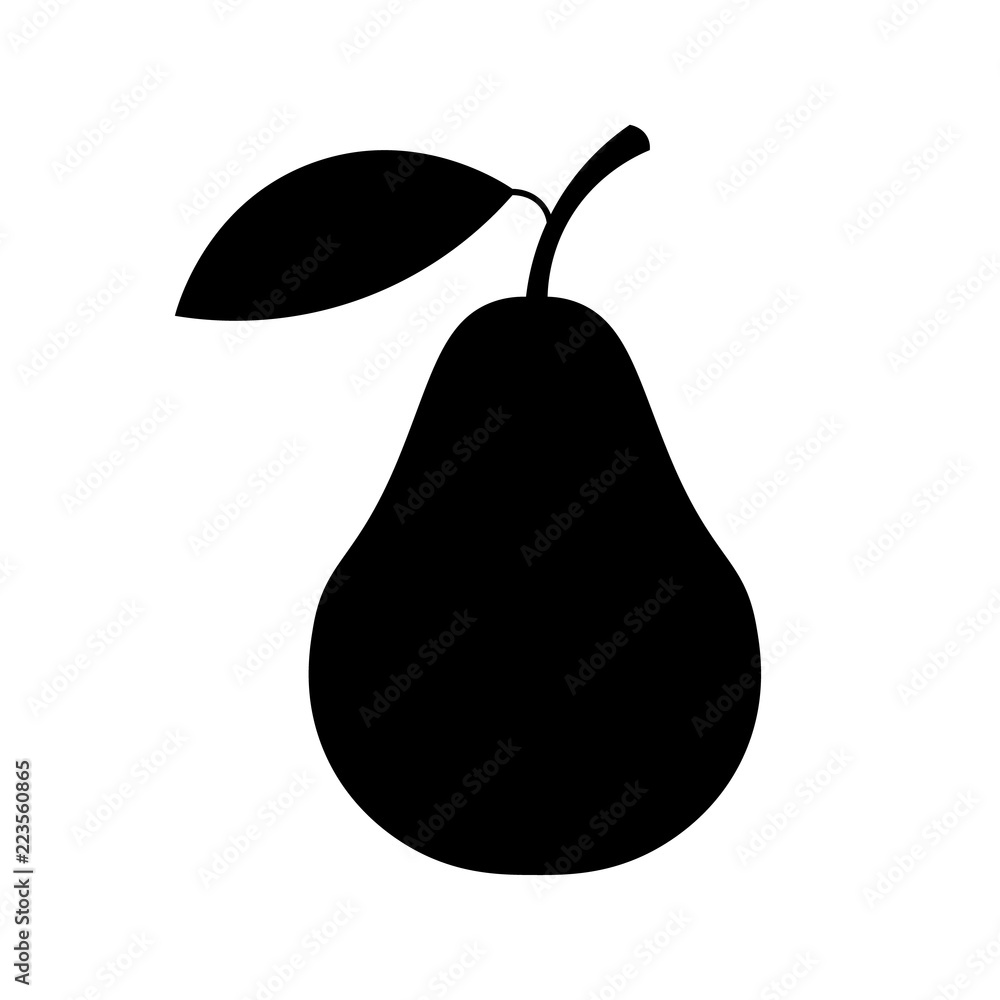 Pear icon vector. Pear silhouette sign isolated on white. Pear icon vector. Pear silhouette sign isolated on white.