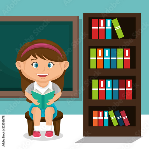 little schoolgirl with chalkboard
