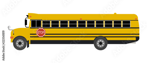 real school bus on a white background