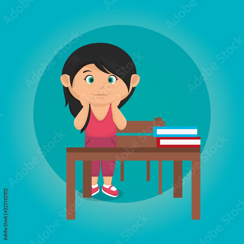 little schoolgirl in the classroom