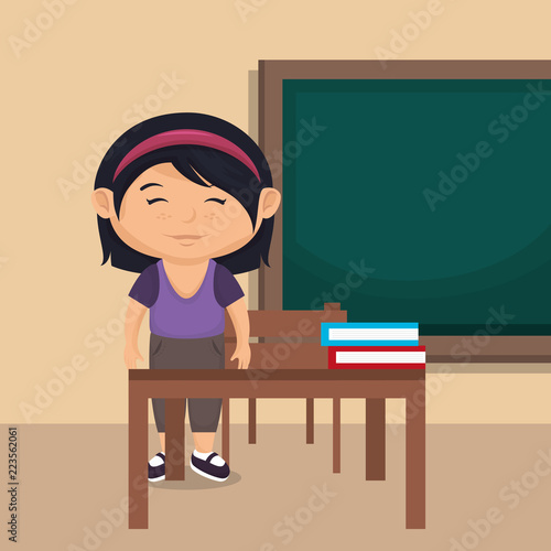 little schoolgirl in the classroom