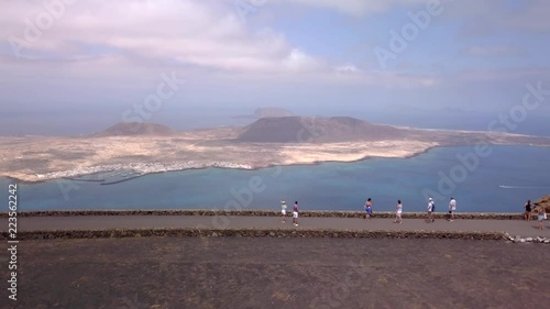 Lanzarote: aerial view of the Graciosa island from the mirador del rio