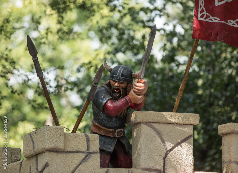 Naklejka premium Viking sculpture, ancient warrior