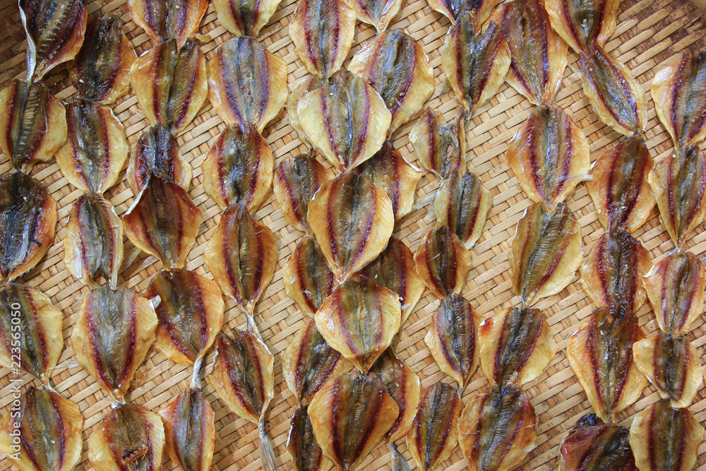 Yellow stripe scad, Dried fish in the market, thai food