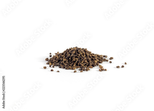 Pile of Parsley seeds on white background