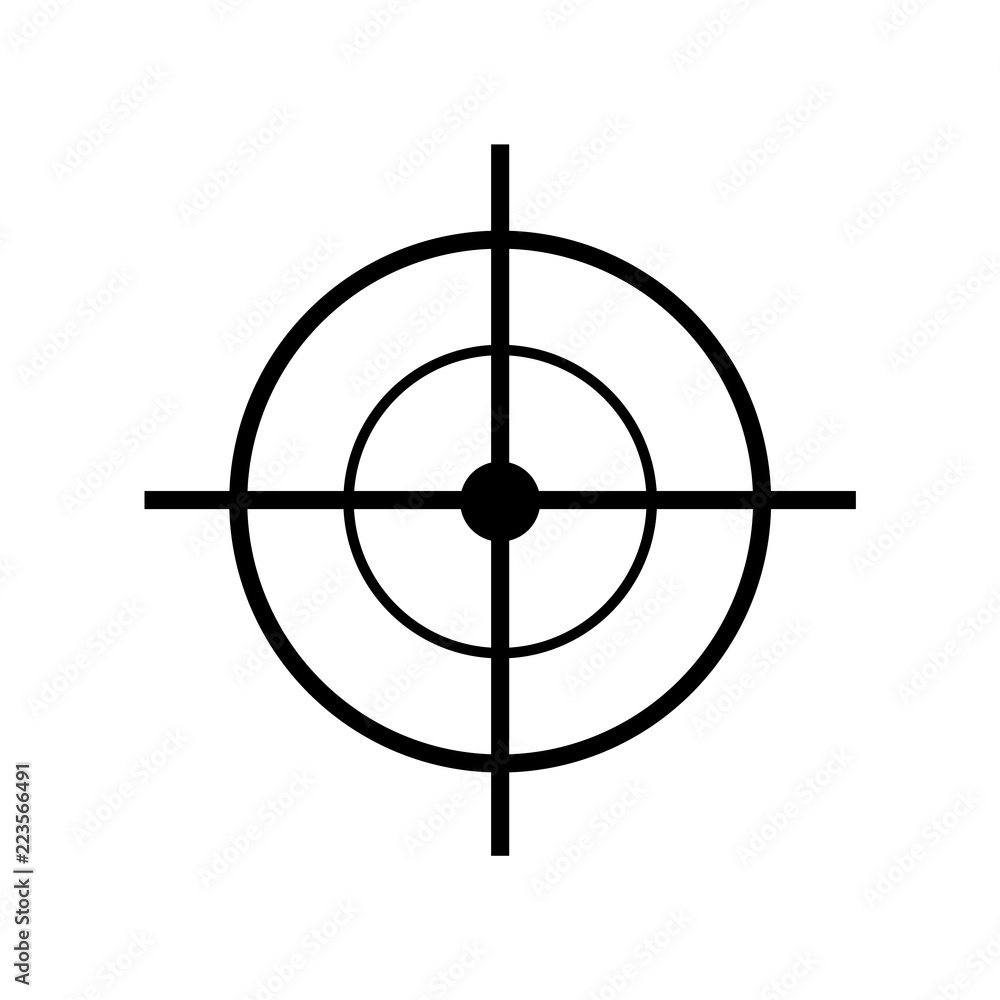 Crosshair icon silhouette, logo on white background Crosshair icon silhouette, logo on white background