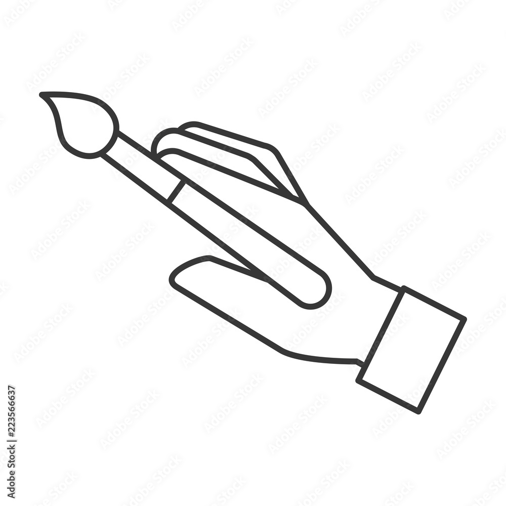 graphic designer hand with paint brush tool graphic designer hand with paint brush tool