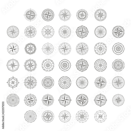 vector icon set with compass rose for your design