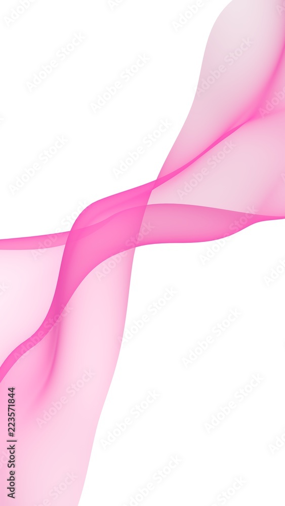 Abstract pink wave. Bright pink ribbon on white background. Pink scarf. Abstract smoke. Raster air background. Vertical image orientation. 3D illustration Abstract pink wave. Bright pink ribbon on white background. Pink scarf. Abstract smoke. Raster air background. Vertical image orientation. 3D illustration