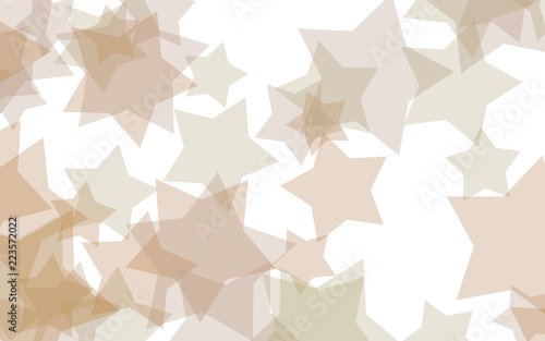 Multicolored translucent stars on a white background. Orange tones. 3D illustration