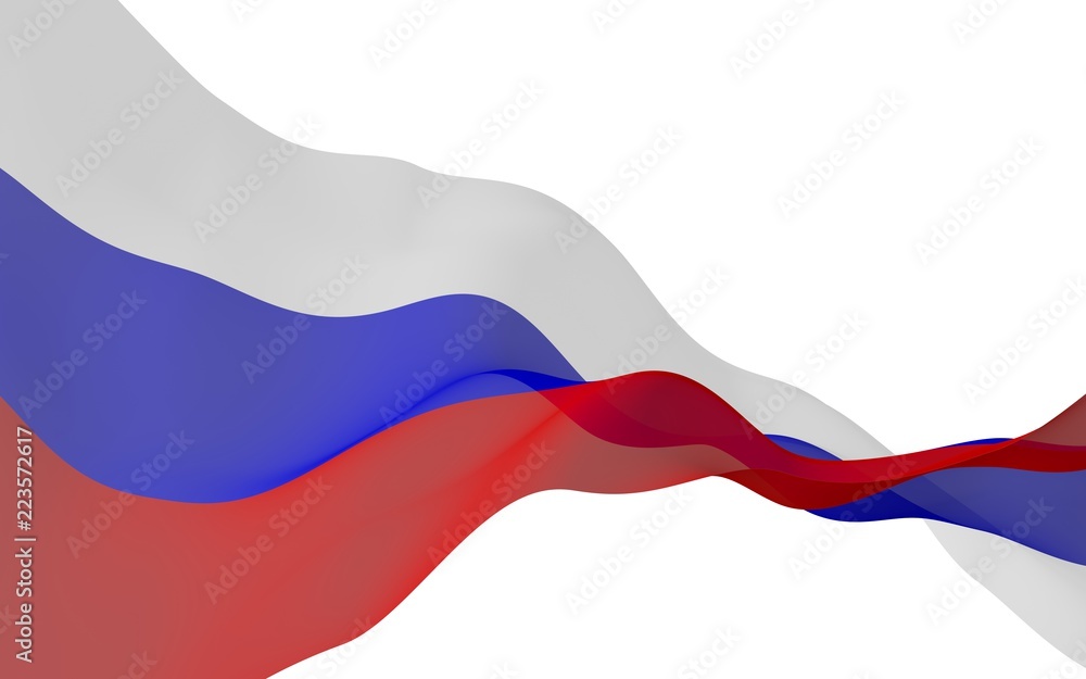 Naklejka premium Waving flag of the Russian Federation. The National. State symbol of the Russia. 3D illustration