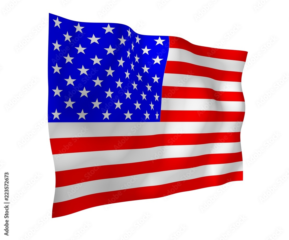 Obraz premium Waving flag of the United States of America. Stars and Stripes. State symbol of the USA. 3D illustration