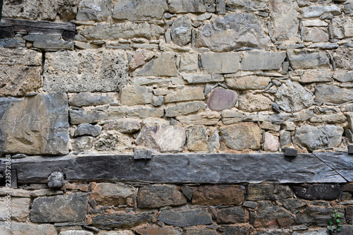 Detail of old stone-built wall, the wall of old rural house, Etara ethnographic reserve, Bulgaria