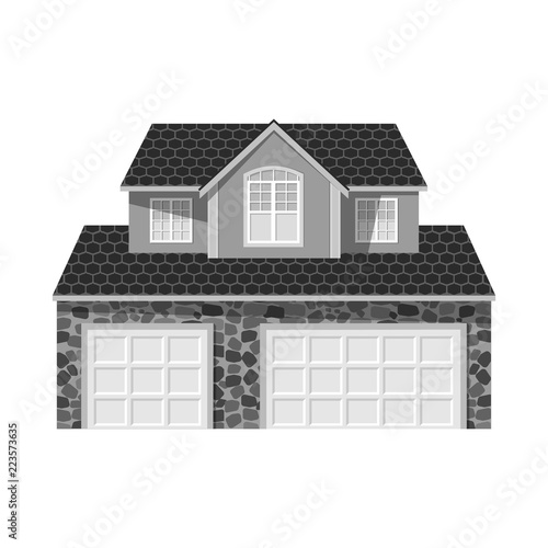 Vector illustration of building and front sign. Collection of building and roof vector icon for stock.