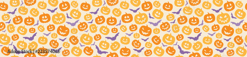 Halloween background with funny pumpkins. Vector.