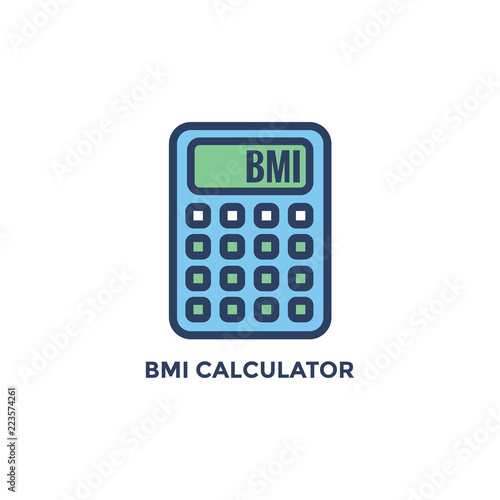 BMI - Body Mass Index Icon with BMI Calculator - green and blue