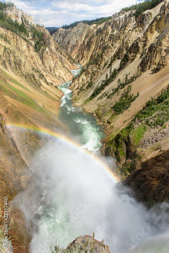Rainbow at Upper Falls Yellowstone Valley
