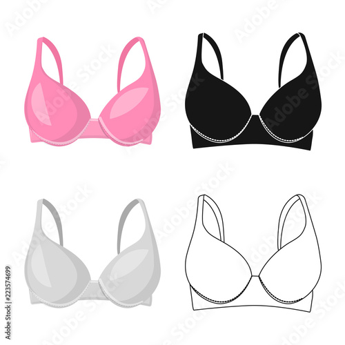 Vector illustration of woman and clothing logo. Set of woman and wear stock symbol for web.