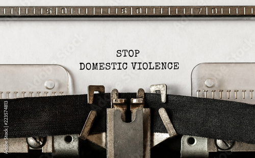 Text STOP Domestic Violence typed on retro typewriter photo