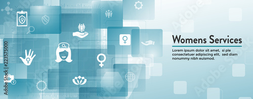 Women's Health Services Icon Set Web Header Banner - Abstract Design OBGYN / Salon Set