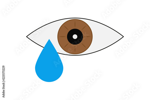 Ojo marrón con lágrimas.