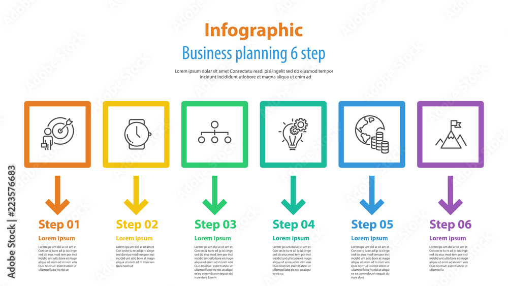 infographic element design 6 step, infochart planning infographic element design 6 step, infochart planning