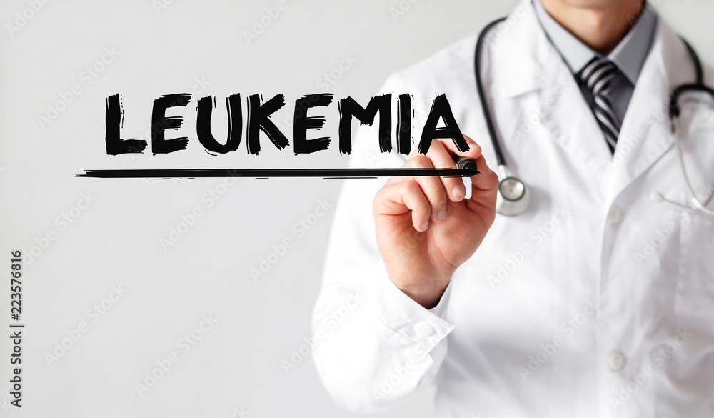 Doctor writing word LEUKEMIA with marker, Medical concept Doctor writing word LEUKEMIA with marker, Medical concept