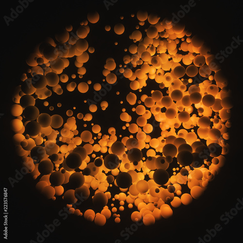 Abstract image of organic spheres in concept of the origin and multiplication of life.