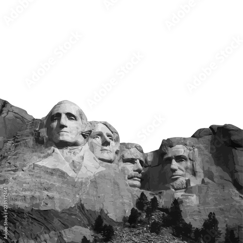 Mount Rushmore Nation Memorial South Dakota Vector Presidents Landmark Lincoln Washington Jefferson Roosevelt photo