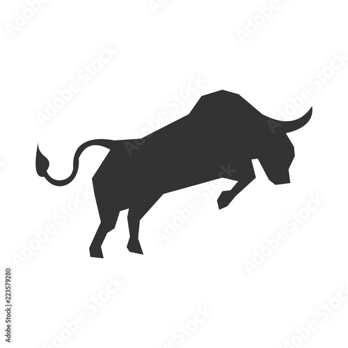angry bull illustration vector logo design