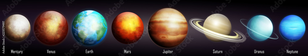 Obraz premium Ilustracja wektorowa planet Układu Słonecznego