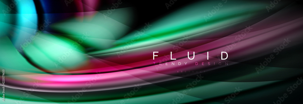 Wave fluid flowing colors motion effect, holographic abstract background. Vector illustration Wave fluid flowing colors motion effect, holographic abstract background. Vector illustration