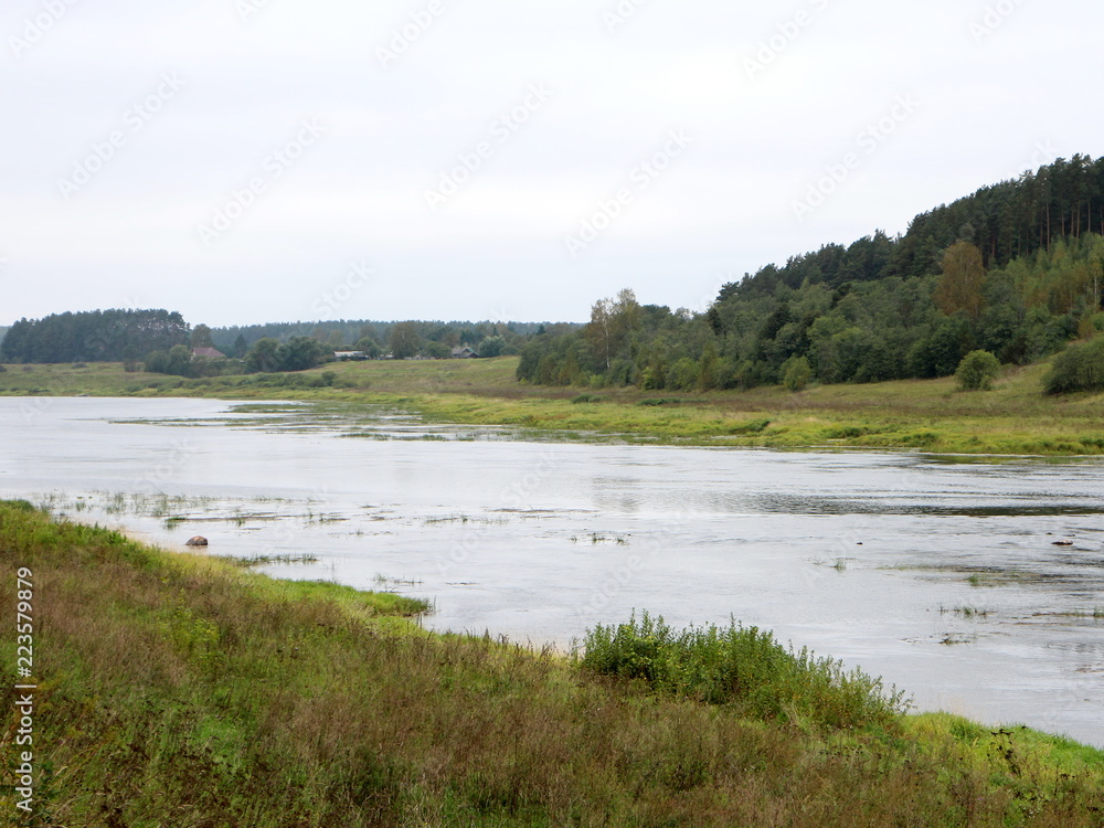 autumn cloudy day on the river