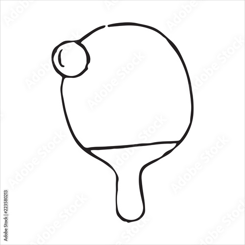 Ping pong racket and ball doodle icon