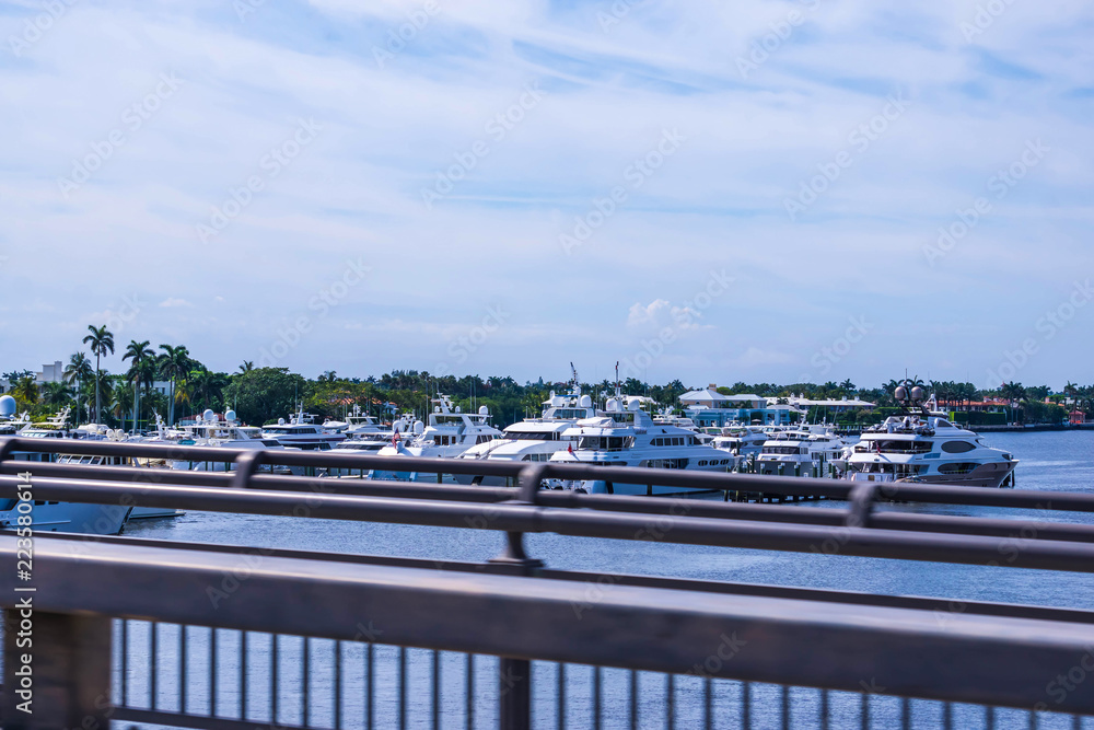 Yachts at West Palm Beach, Florida. The view from bridge Yachts at West Palm Beach, Florida. The view from bridge