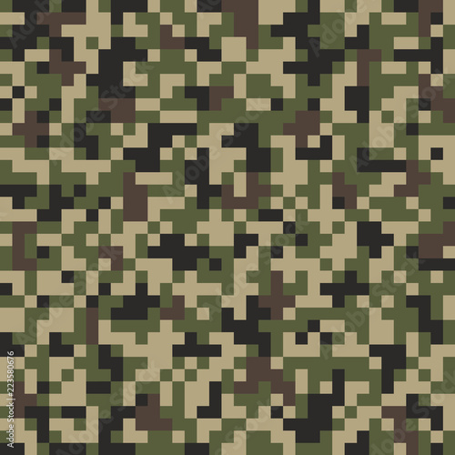 Camouflage pixel pattern. Vector background.