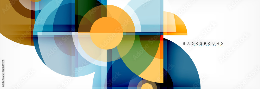 Abstract background - multicolored circles, trendy minimal geometric design Abstract background - multicolored circles, trendy minimal geometric design