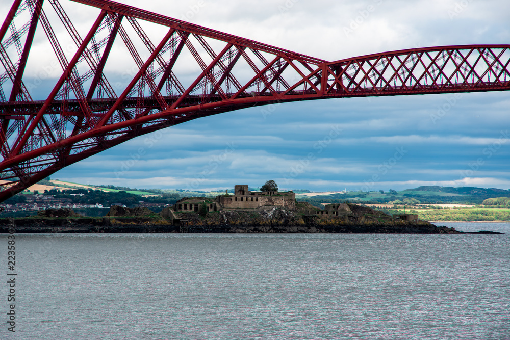 Scottish scenery with Forth Bridge (Edinburgh, Scotland)