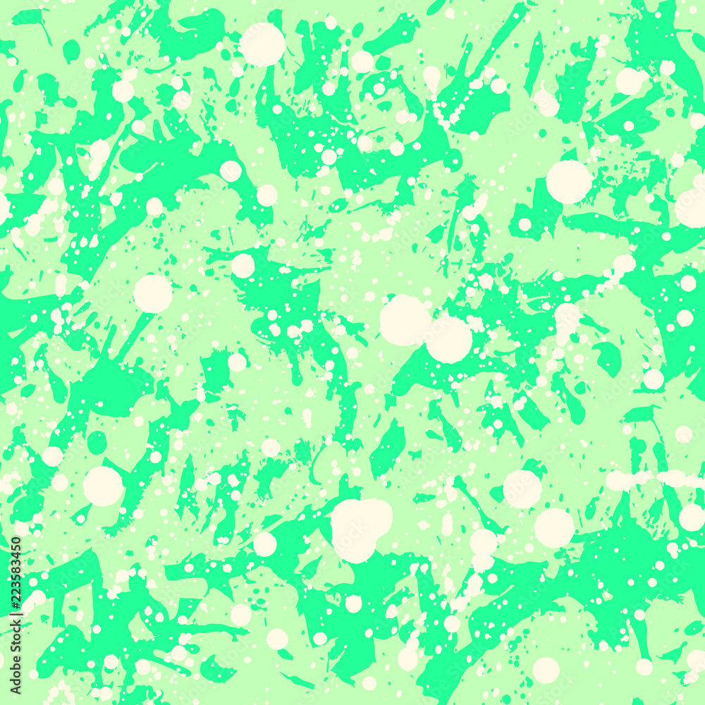 Funky abstract green paint splashes seamless pattern Funky abstract green paint splashes seamless pattern