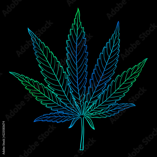 Hand drawn marijuana leaf