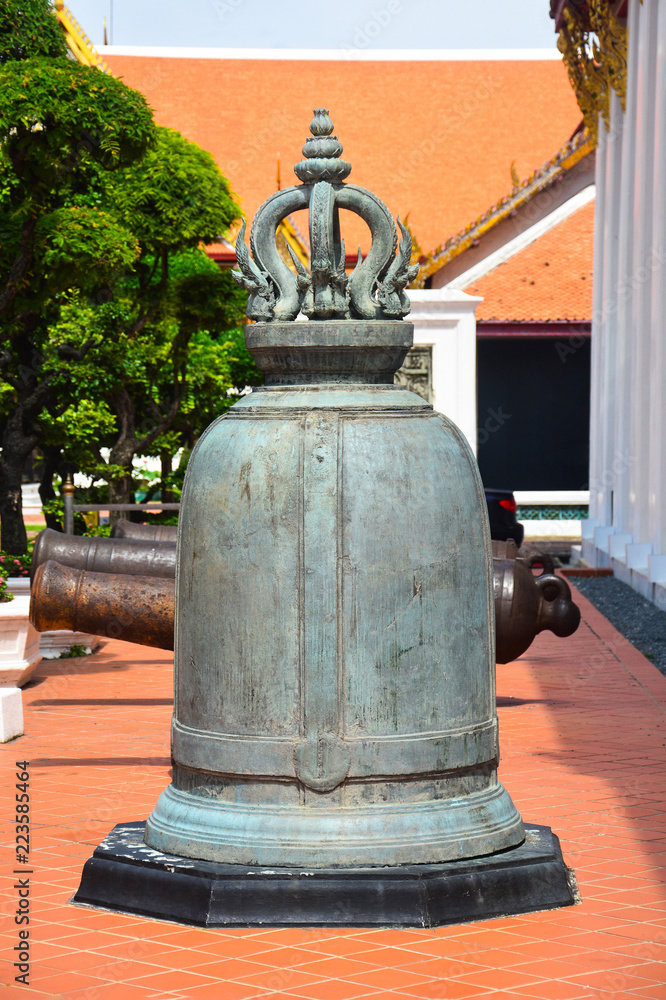 big ancient Thai bronze bell in the temple Bangkok, Thailand big ancient Thai bronze bell in the temple Bangkok, Thailand